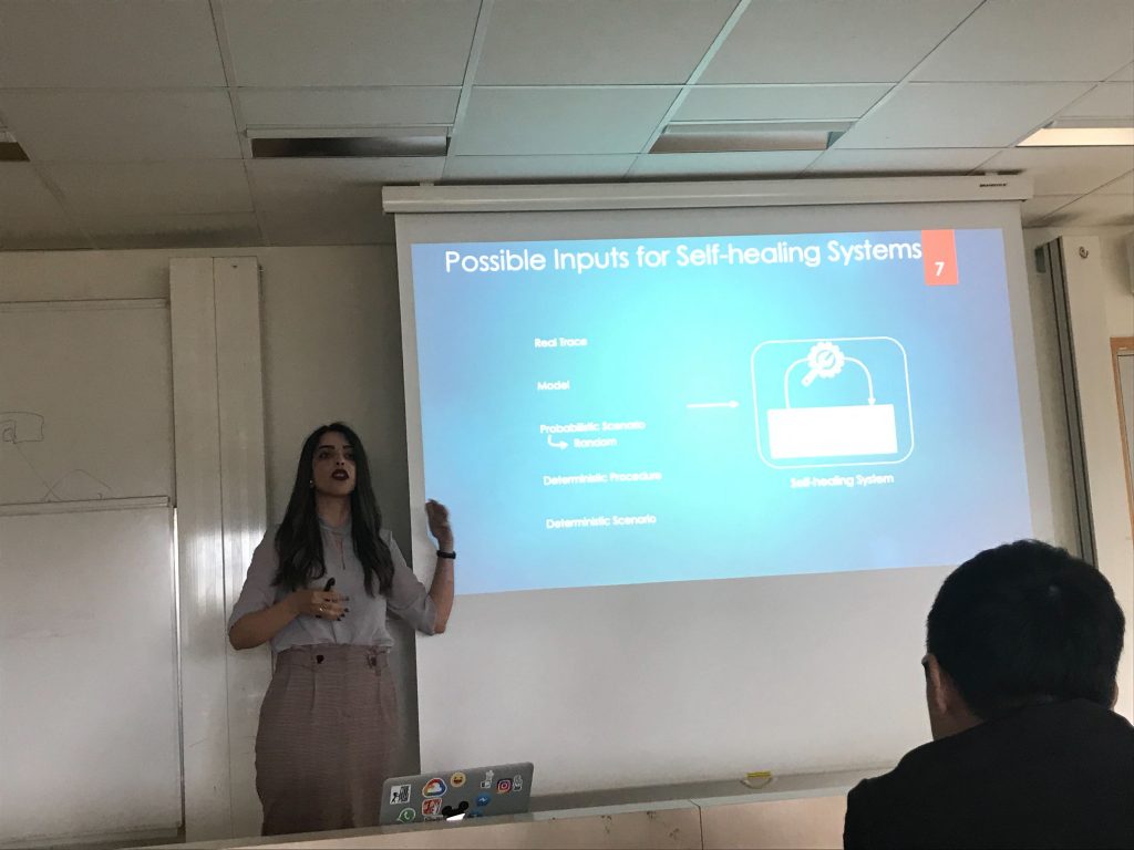 Sona Ghahremani from the Hasso Plattner Institute at the University of Potsdam presenting her work entitled "Performance Evaluation for Self-Healing Systems: Current Practice & Open Issues".
